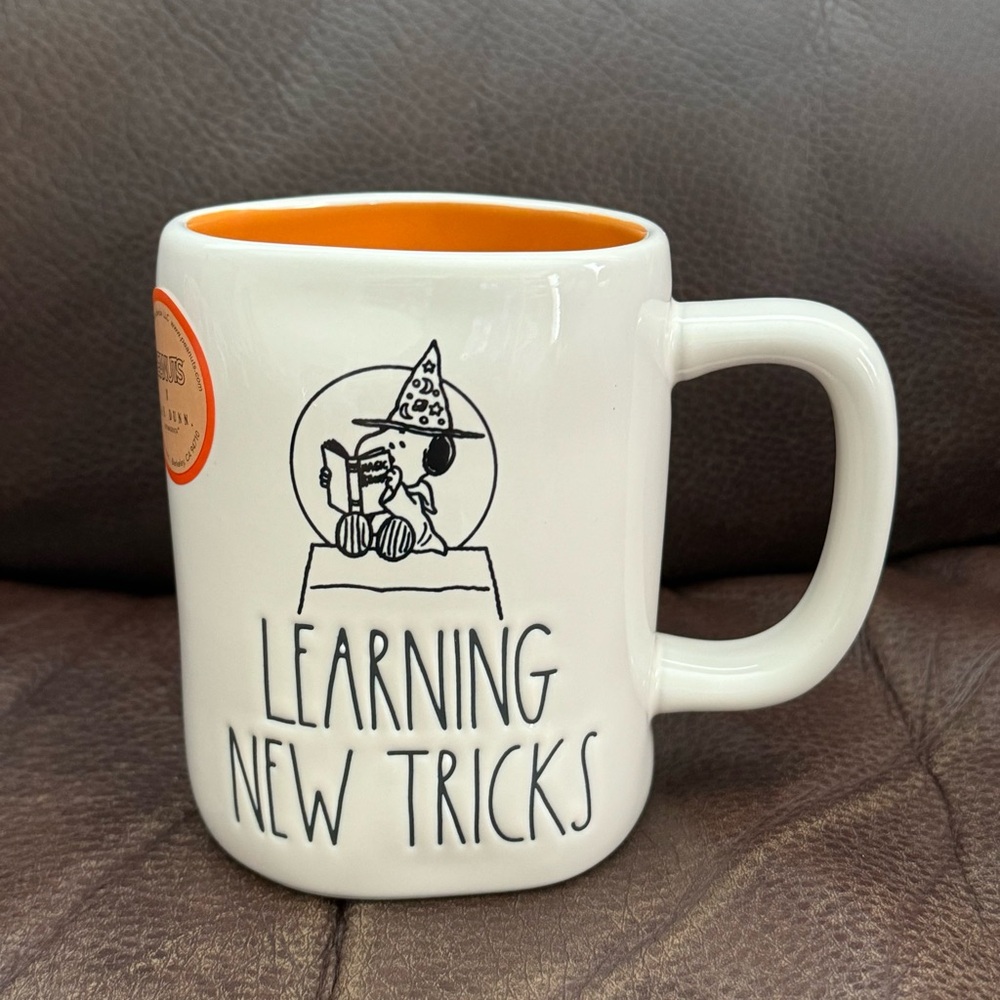 LEARNING NEW TRICKS Snoopy Witch Mug - Rae Dunn Peanuts Halloween Collection